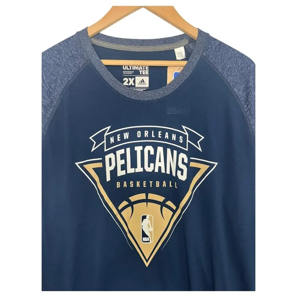 New Orleans Pelicans Shirt Mens 2XL NBA Basketball Climalite Long Sleeve Adidas